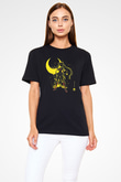 Sailor Moon Baskılı Unisex Siyah Tişört - Tshirt