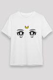 Sailor Moon Unisex Baskılı Beyaz Tişört - Tshirt