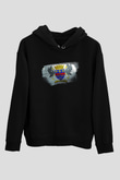 Saint Barthelemy Bayrağı Baskılı Unisex Siyah Kapüşonlu Sweatshirt