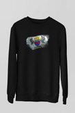 Saint Barthelemy Bayrağı Baskılı Unisex Siyah Sweatshirt