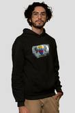 Saint Barthelemy Bayrağı Baskılı Unisex Siyah Kapüşonlu Sweatshirt