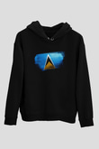 Saint Lucia Bayrağı Baskılı Unisex Siyah Kapüşonlu Sweatshirt