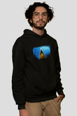 Saint Lucia Bayrağı Baskılı Unisex Siyah Kapüşonlu Sweatshirt