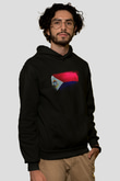 Saint Martin Bayrağı Baskılı Unisex Siyah Kapüşonlu Sweatshirt