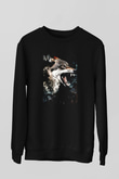 Saldırgan Kurt Baskılı Unisex Siyah  Sweatshirt