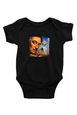 Salvador Dali Baskılı Unisex Siyah Bebek Body - Zıbın