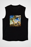 Salvador Dali Baskılı Unisex Siyah Kolsuz Tişört