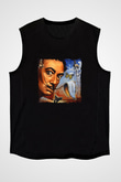 Salvador Dali Baskılı Unisex Siyah Kolsuz Tişört
