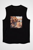 Salvador Dali Baskılı Unisex Siyah Kolsuz Tişört