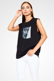 Salvador Dali Baskılı Unisex Siyah Kolsuz Tişört