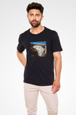 Salvador Dali Baskılı Unisex Siyah Tişört