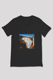 Salvador Dali Baskılı Unisex Siyah V Yaka Tişört