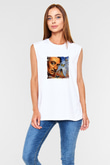Salvador Dali Unisex Baskılı Beyaz Kolsuz Tişört