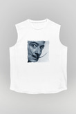 Salvador Dali Unisex Baskılı Beyaz Kolsuz Tişört