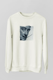Salvador Dali Unisex Baskılı Beyaz Sweatshirt