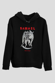 Samael Baskılı Unisex Siyah Kapüşonlu Sweatshirt