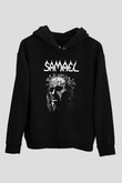 Samael Baskılı Unisex Siyah Kapüşonlu Sweatshirt