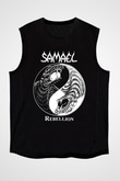 Samael Baskılı Unisex Siyah Kolsuz Tişört - Tshirt