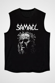 Samael Baskılı Unisex Siyah Kolsuz Tişört - Tshirt