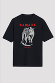 Samael Baskılı Unisex Siyah Oversize Tişört - Tshirt