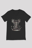 Samael Baskılı Unisex Siyah V Yaka Tişört - Tshirt