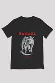 Samael Baskılı Unisex Siyah V Yaka Tişört - Tshirt