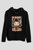 Samurai Baskılı Unisex Siyah Hoodie