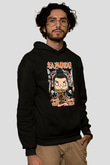 Samurai Baskılı Unisex Siyah Hoodie