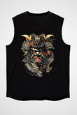 Samurai Baskılı Unisex Siyah  Kolsuz Tişört