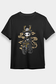 Samurai Biker Baskılı Siyah Unisex Tişört