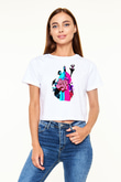 Samurai Jack Beyaz  Crop Top Tişört