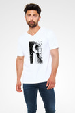 Samurai Jack Beyaz Unisex V Yaka Tişört T-Shirt
