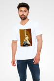 Samurai Jack Beyaz Unisex V Yaka Tişört