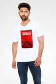 Samurai Jack Beyaz Unisex V Yaka Tişört