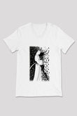 Samurai Jack Beyaz Unisex V Yaka Tişört T-Shirt
