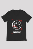 Samurai Jack Siyah Unisex V Yaka Tişört T-Shirt