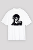Sandman Baskılı Beyaz Unisex Oversize Tişört - Tshirt