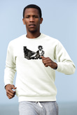 Sandman Baskılı Beyaz Unisex Sweatshirt
