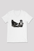 Sandman Baskılı Beyaz Unisex V Yaka Tişört - Tshirt
