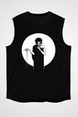 Sandman Baskılı Unisex Siyah Kolsuz Tişört - Tshirt