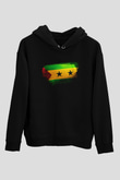 Sao Tome Principe Bayrağı Baskılı Unisex Siyah Kapüşonlu Sweatshirt