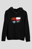 Sark Bayrağı Baskılı Unisex Siyah Kapüşonlu Sweatshirt