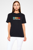 Sarkazm Elementler Baskılı Unisex Siyah Tişört - Tshirt