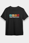 Sarkazm Elementler Baskılı Unisex Siyah Tişört - Tshirt