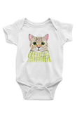 Şaşkın Kedi BaskılıBeyaz Tshirt Bebek Body - Zıbın