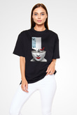 Satranç Siyah Unisex Oversize Tişört T-Shirt