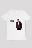 Saturday Night Live Beyaz Unisex V Yaka Tişört