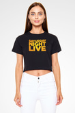 Saturday Night Live Siyah   Crop Top Tişört