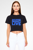 Saturday Night Live Siyah Crop Top Tişört