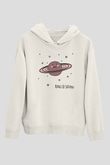Satürn Beyaz Unisex Kapşonlu Sweatshirt